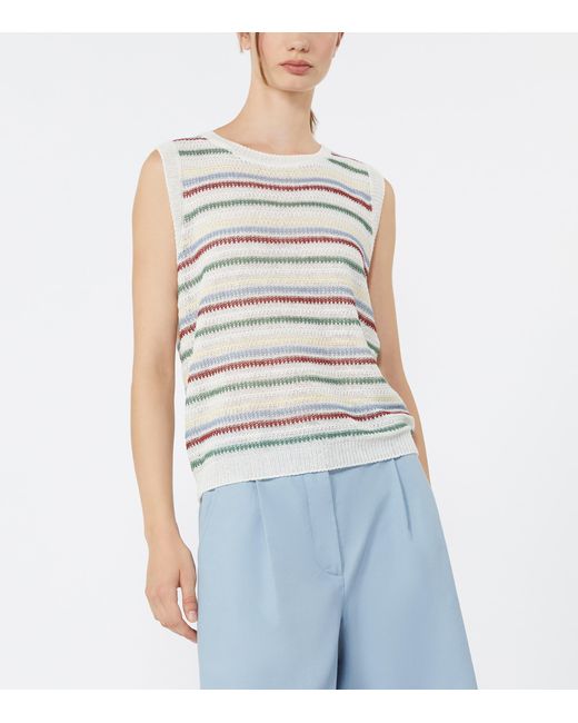 Weekend by Maxmara White Linen Sweater Vest