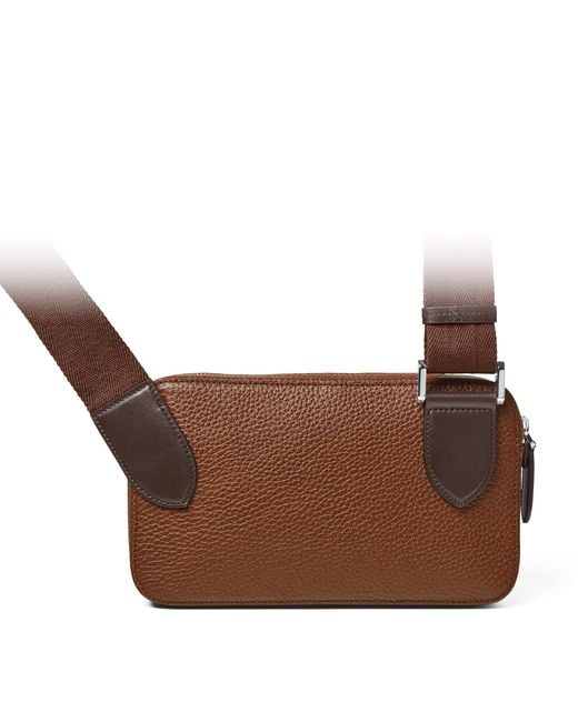 Aspinal Brown Leather Reporter Compact Belt Bag for men