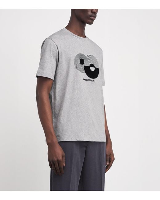 Emporio Armani Gray Cotton Logo T-Shirt for men