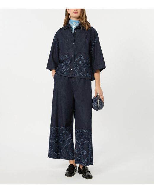 Weekend by Maxmara Blue Printed Wide-Leg Jeans