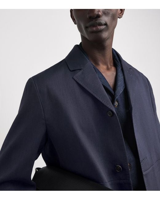 Corneliani Blue Linen-Wool Overshirt for men