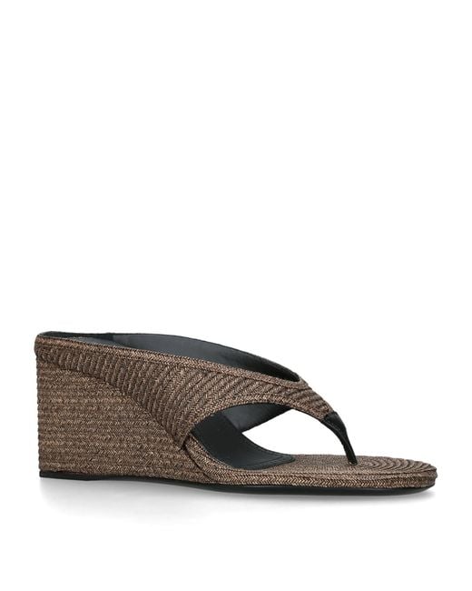 Alaïa Brown Raffia Cube Wedge Sandals 75