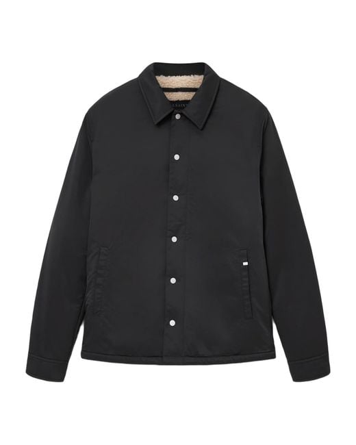 AllSaints Black Longhaul Shacket for men