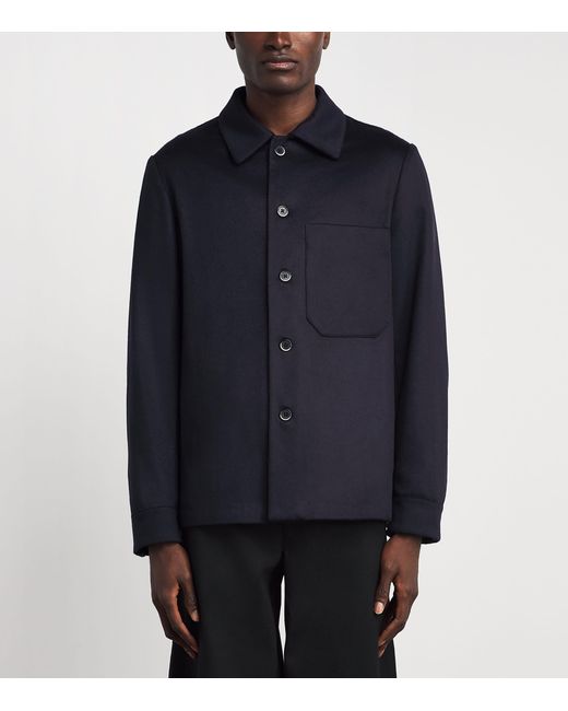 Barena Blue Brushed Cashmere Overshirt for men