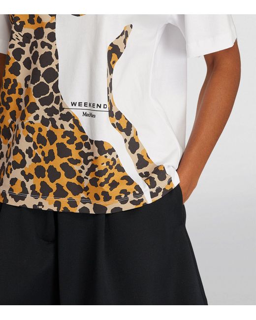 Weekend by Maxmara White Cotton Leopard Viterbo T-shirt