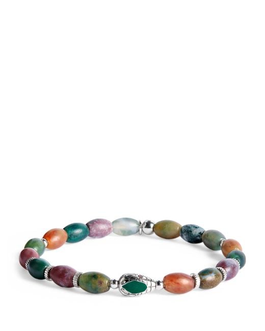 Tateossian White Indian Jasper Bead Viper Bracelet for men