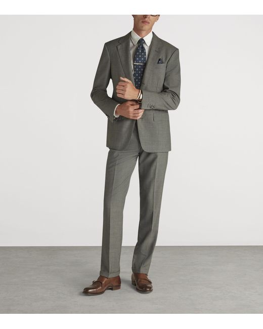 Dunhill Gray Wool-Cashmere Tailored Travel Trousers for men