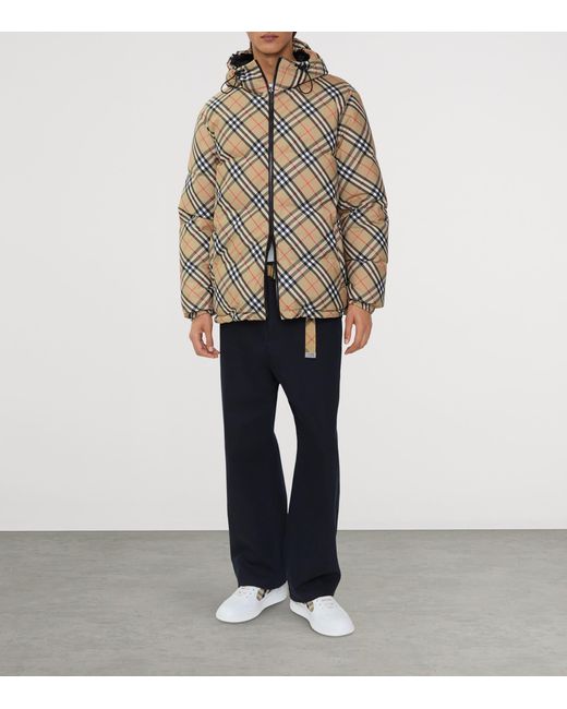 Burberry Black Down Reversible Check Puffer Jacket for men
