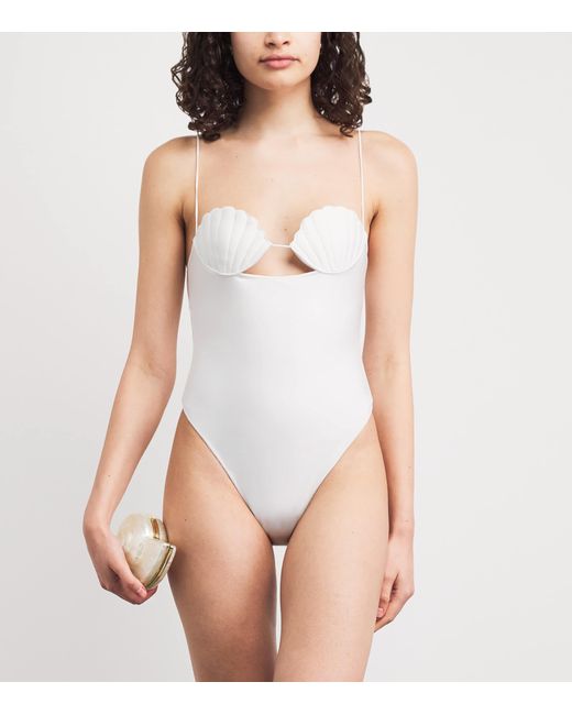 Oseree White Shell Swimsuit