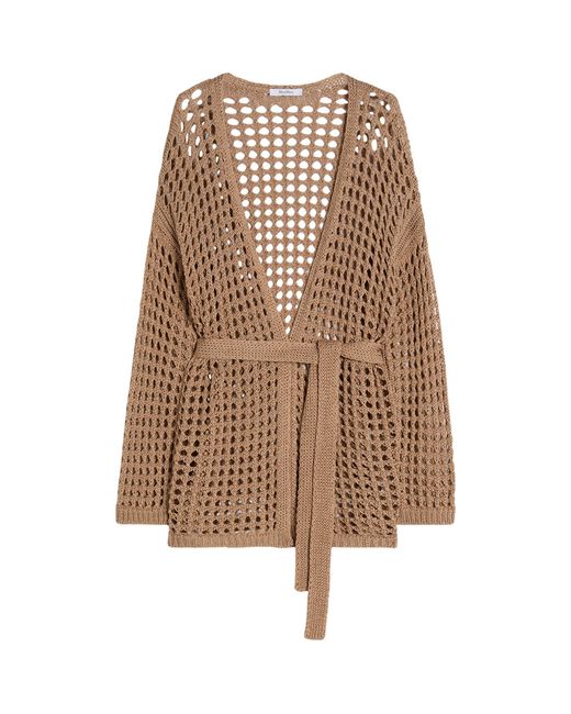 Max Mara Brown Cotton Open-Knit Cardigan