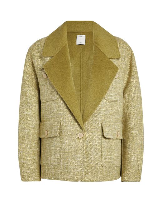 Sandro Green Wool-blend Oversized Blazer