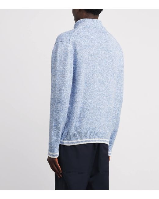 Paul & Shark Blue Cotton Marled Cardigan for men