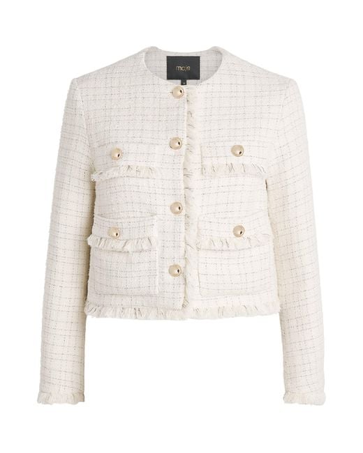 Maje White Tweed Cropped Jacket