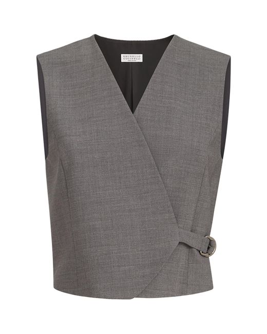 Brunello Cucinelli Gray Tropical Luxury Wool Waistcoat