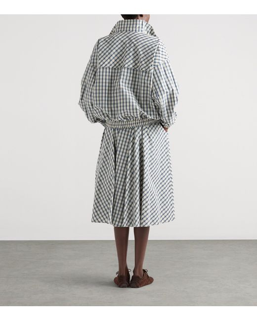 Prada Gray Chambray Check Midi Skirt