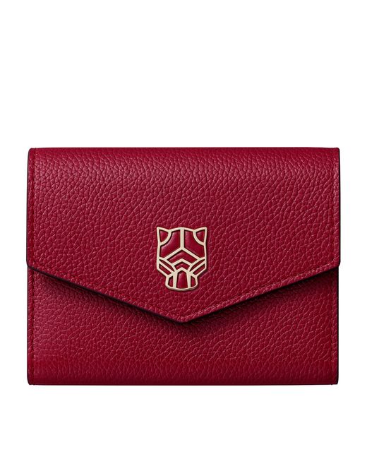 Cartier Red Mini Leather Panthère De Wallet