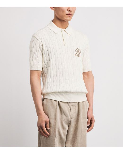 Ralph Lauren White X Wimbledon Cotton-Blend Cable-Knit Polo Shirt for men