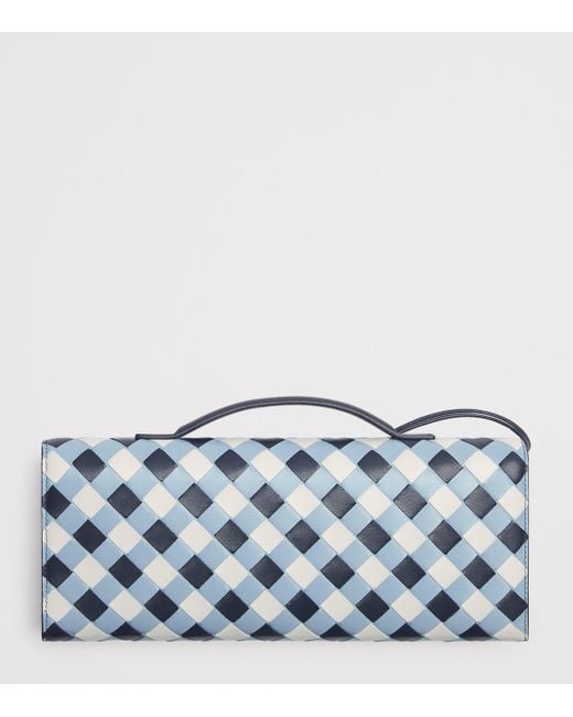 Bottega Veneta Blue Leather Andiamo Clutch Bag