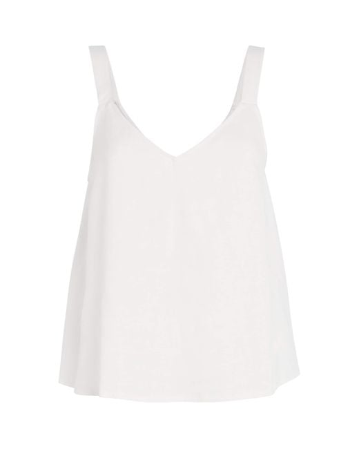 Eberjey White Linen-Blend V-Neck Cami Top