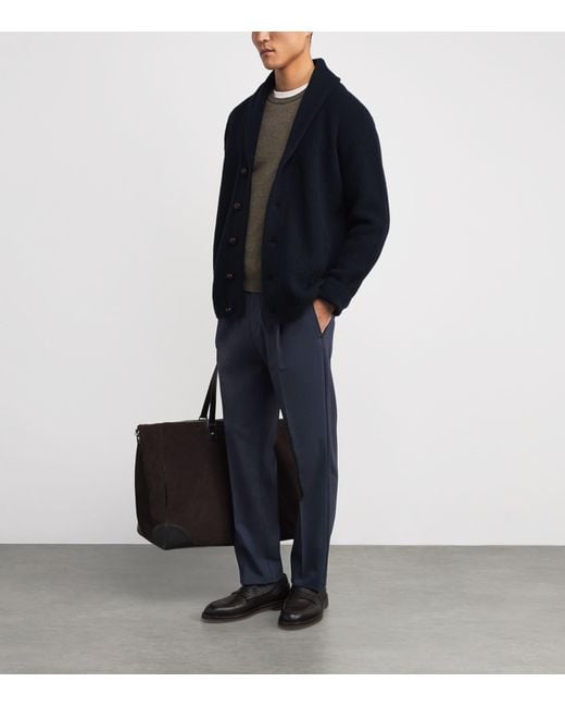 Herno Blue Stretch Virgin Wool Trousers for men