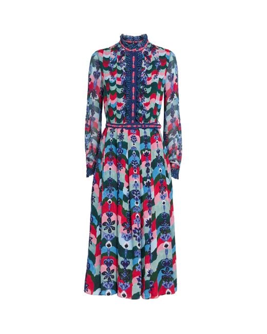 Saloni Blue Emilia Midi Dress