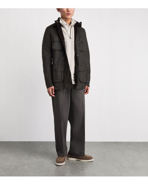 Barbour Green Hooded Wax Jacket for men