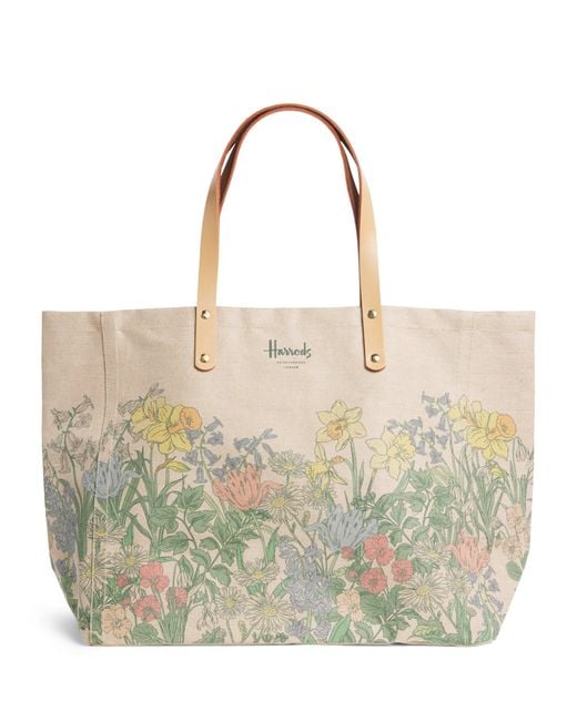 Harrods Metallic Large Canvas Market Tote Bag