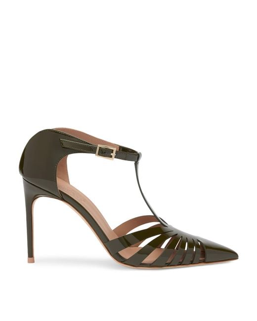 Malone Souliers Metallic Patent Leather Jennifer Heeled Sandals 90