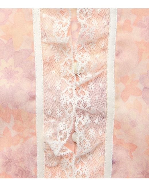 Chloé Pink Silk-Lace Floral Mini Dress