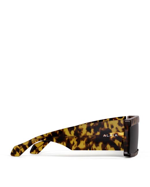 Alaïa Black Acetate Rectangular Mask Sunglasses