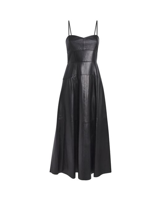 Ulla Johnson Black Nappa Leather Adelina Midi Dress