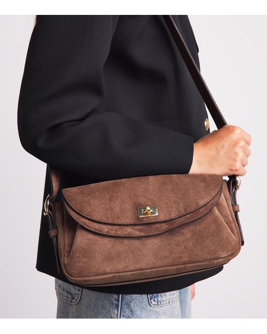 Sandro Brown Suede Le Mambo Shoulder Bag