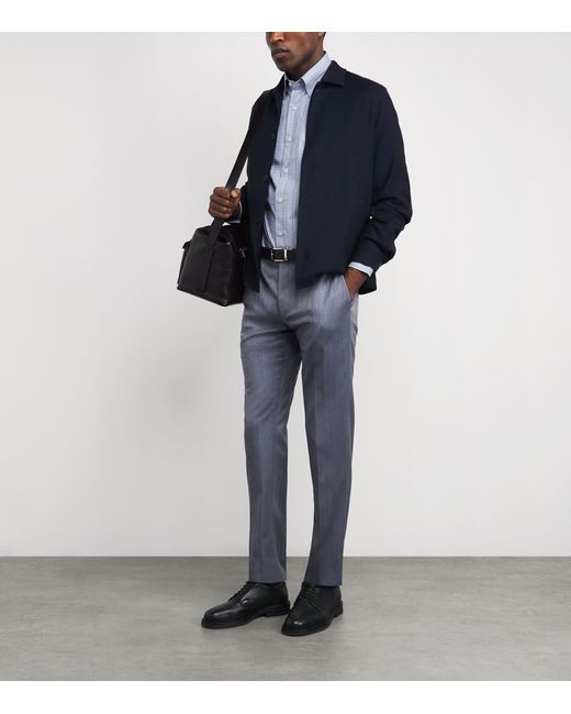 Brioni Blue Cotton Check Shirt for men