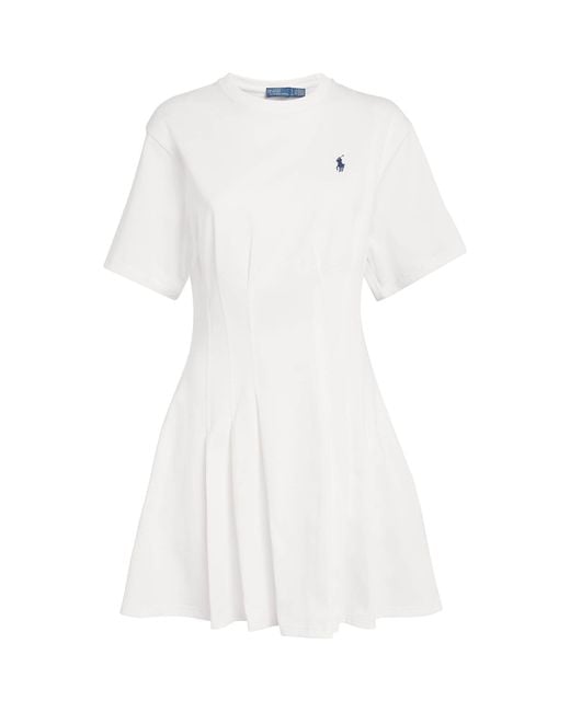 Polo Ralph Lauren White Cotton Shaped Mini T-Shirt Dress