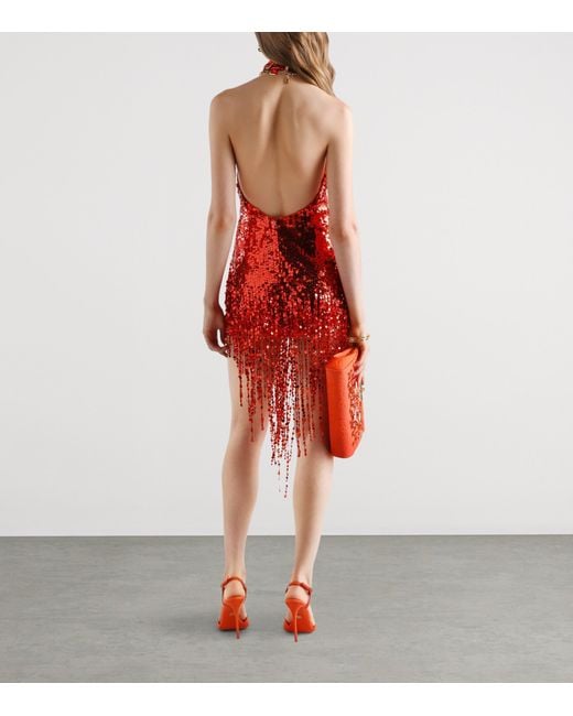 Dolce & Gabbana Red Sequinned Mini Dress