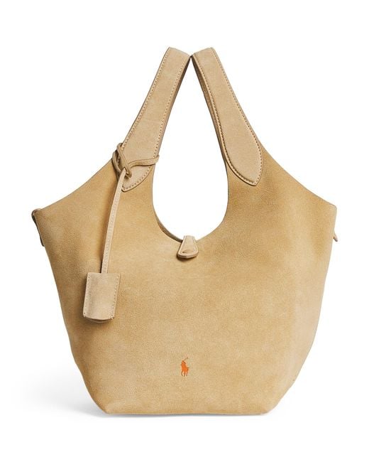 Polo Ralph Lauren Natural Medium Leather Polo Play Tote Bag