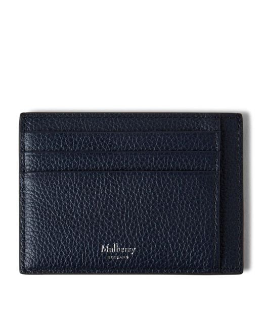 Mulberry Blue Leather Heritage Logo Card Holder for men