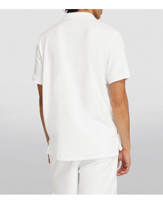 Polo Ralph Lauren White Terry Towelling Polo Shirt for men