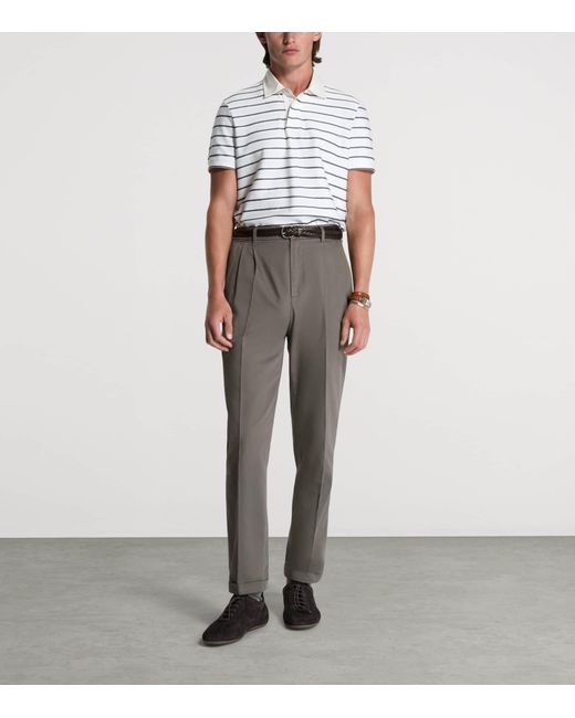 Dunhill White Stripe Polo Shirt for men