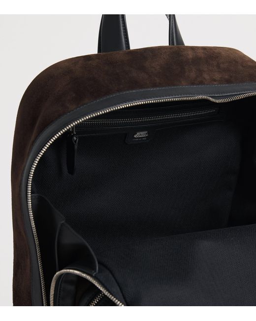 Brioni Brown Suede Via Veneto Backpack for men