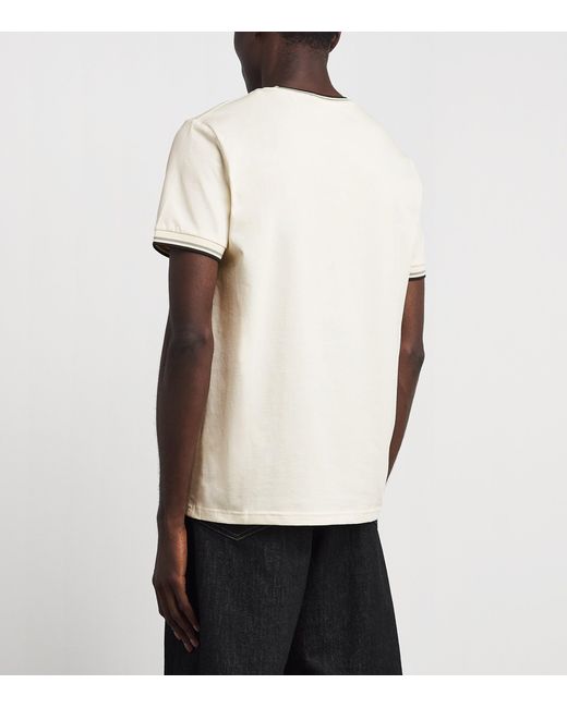 Fred Perry White Cotton Twin Tipped T-Shirt for men