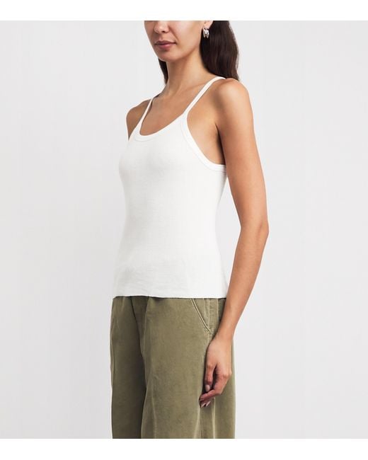 ÉTERNE White Cotton Ribbed Cami Top