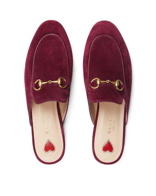 Gucci Red Suede Princetown Slippers