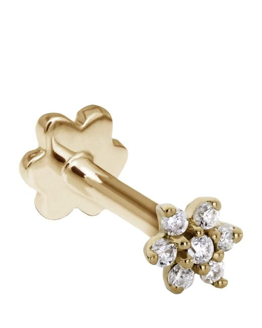 Maria Tash Brown Diamond Flower Threaded Single Stud Earring