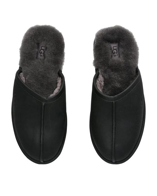 Ugg Black Scuff Grained Leather Slipper for men
