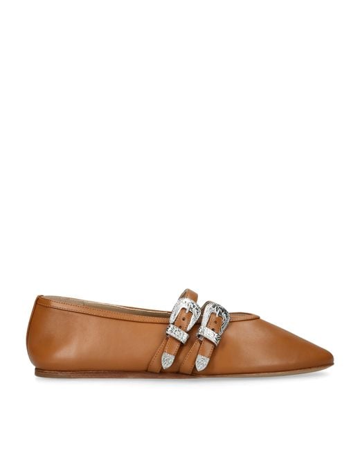 Le Monde Beryl Brown Leather Claudia Ballet Flats