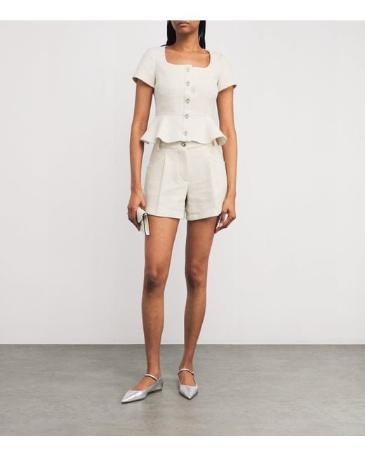 Maje White Tweed Peplum Top