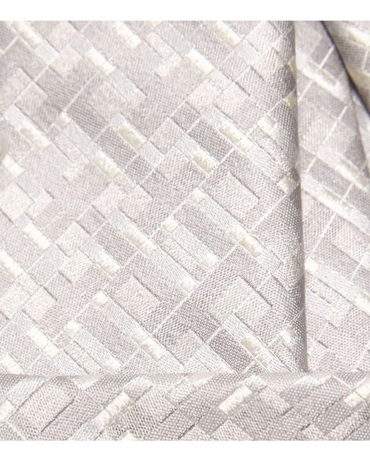 Emporio Armani White Silk Jacquard Tie for men
