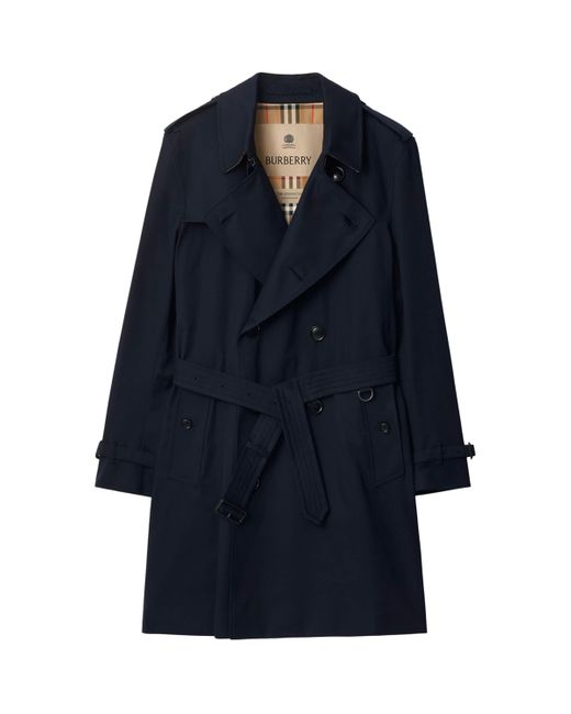 Burberry Blue Mid-Length Kensington Heritage Trench Coat for men