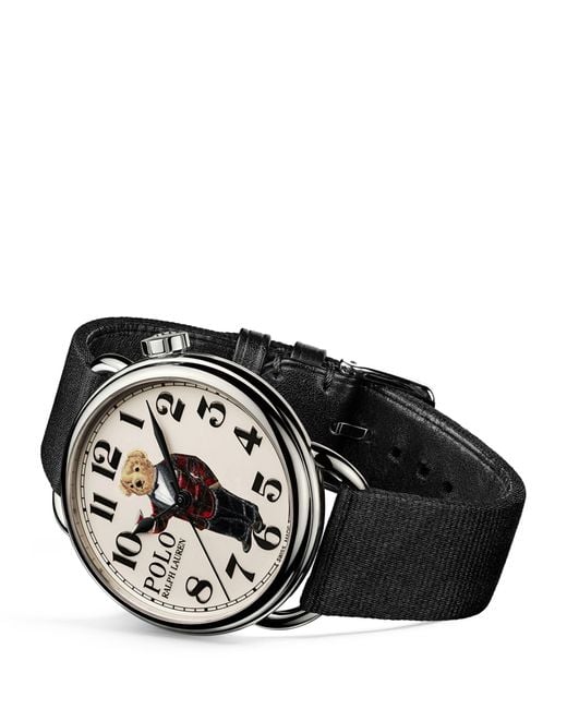 Polo Ralph Lauren Black Stainless Steel Tartan Polo Bear Watch 42mm for men
